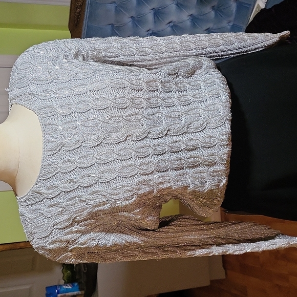 Vintage Lillie Rubin Metallic Silver Sweater - Picture 6 of 7